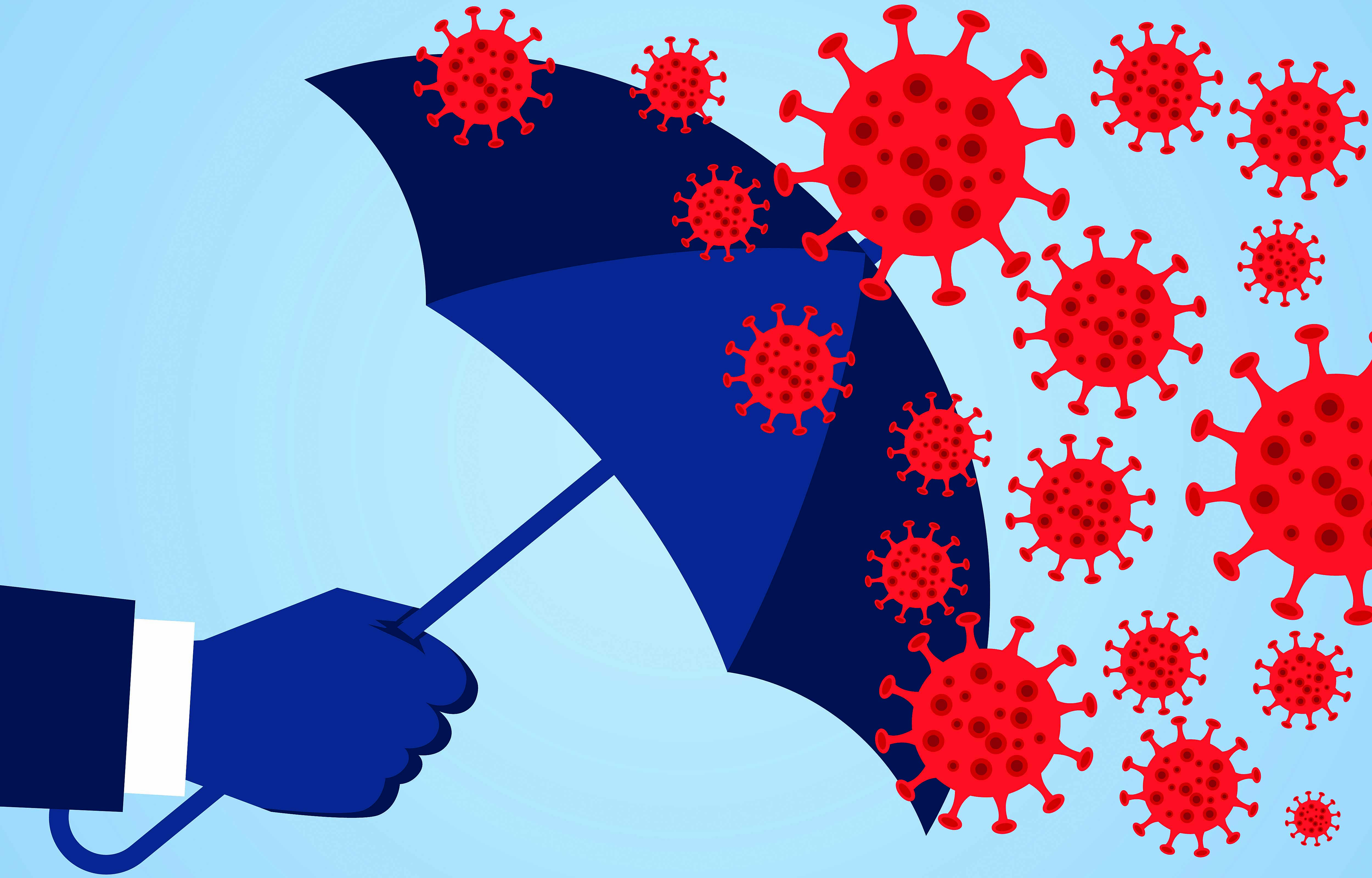 Hand holding an umbrella against the 2019 novel coronavirus pneumonia, global plague virus